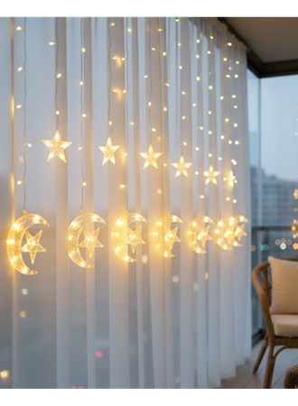 Hilal Yıldız LED Perde Işık Balkon Pencere ve Oda Dekorasyonu