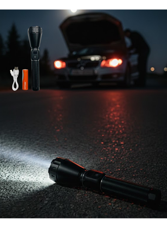 Uzun Ömürlü Bataryalı Şarjlı El Feneri Güçlü LED Aydınlatma