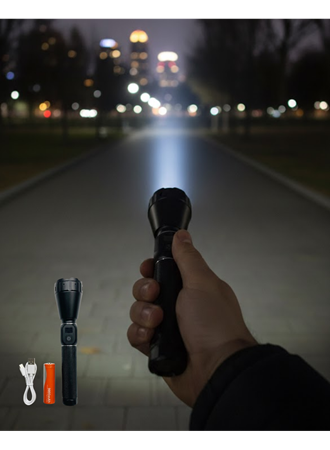 Yüksek Lümenli Şarjlı El Feneri 9000mAh Güçlü Işık ve Taşıma Çantalı Set