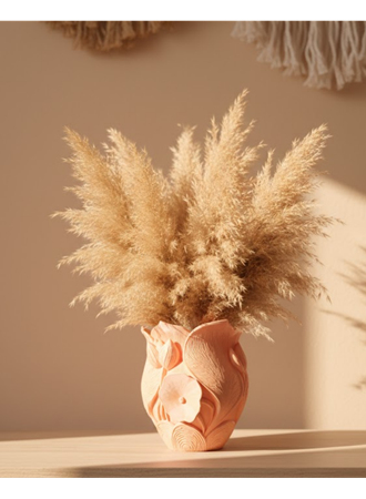 Modern 3D Turuncu Çiçek Vazo Masaüstü Salon Dekoru