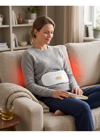 Kızılötesi Isıtmalı Titreşimli Kadın Bel ve Rahim Masaj Kemeri USB Şarjlı