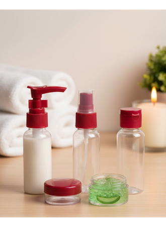 Kompakt 5’li Seyahat Şişesi Seti Şeffaf Kozmetik Kaplar