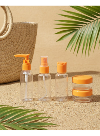 5 Parça Taşınabilir Seyahat Banyo Seti Şeffaf Şişe Takımı