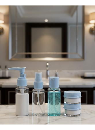 Kompakt 5’li Seyahat Banyo Şişe Takımı Çantalı