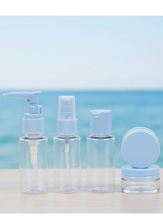 5’li Seyahat Dolum Şişe Seti 30 ml Şeffaf Taşıma Çantalı