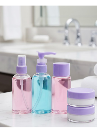 Taşınabilir 5’li Seyahat Banyo Seti Şeffaf Kozmetik Kapları