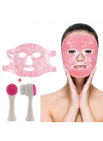 Jel Buz Paketi Yüz Maskesi Baş Ağrısı Yastık Kozmetik Maske + Çift Taraflı Cilt Fırçası (