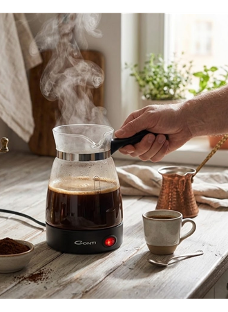 Cam Cezve Kahve Makinesi 650W Elektrikli 5 Fincan Kapasiteli Türk Kahvesi Makinesi