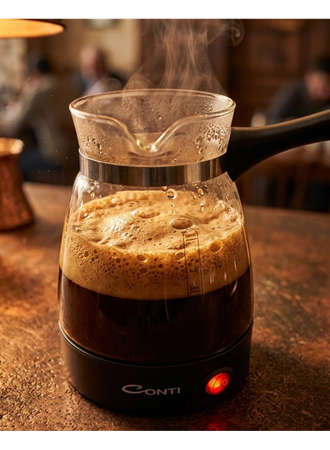 Cam Cezveli Türk Kahvesi Makinesi 650W 5 Fincan Kapasiteli Elektrikli Kahve Makinesi