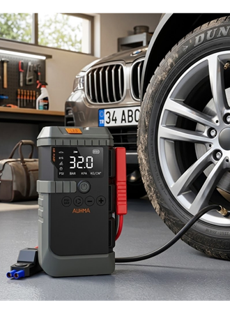 Akıllı Lastik Şişirme Kompresörü Akü Takviye Özellikli LED Fenerli Taşınabilir Güç Ünitesi