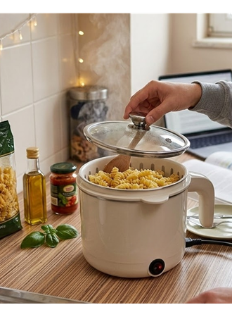 Elektrikli Mini Tencere 1 Litre Çorba Pilav Makarna Pişirici Çok Fonksiyonlu