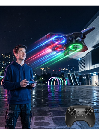 LED Işıklı Fighter Jet Tasarımlı Drone Uzaktan Kumandalı Akrobatik Oyuncak Uçak