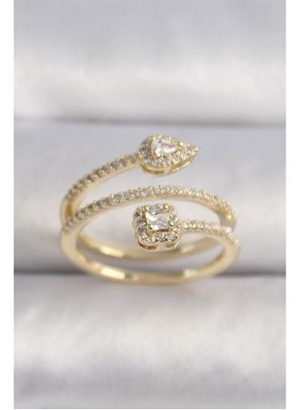 Pirinç Gold Renk Zirkon Taşlı Ok Model VIP Seri Kadın Yüzük