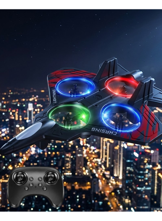 LED Işıklı Uzaktan Kumandalı Drone Fighter Jet Tasarımlı 360 Derece Dönebilen Oyuncak Uçak