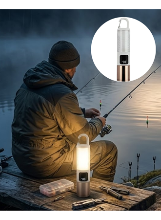 Çok Amaçlı Kamp Feneri USB Şarjlı Çift Işık Kaynaklı Güç Ekranlı LED Aydınlatma