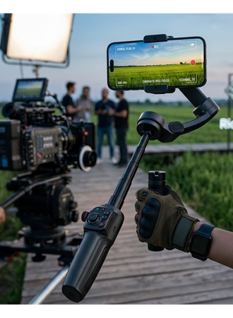 Profesyonel Telefon Video Sabitleyici Gimbal Stabilizer Vlog Aparatı