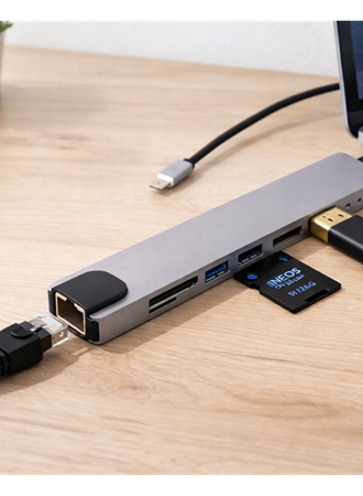 Çok Fonksiyonlu Type C Hub USB HDMI Ethernet Kart Okuyucu
