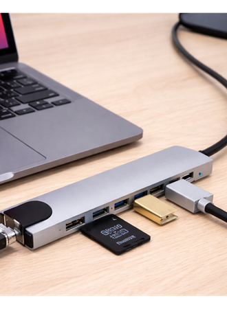 USB C Çoklu Port Adaptör HDMI USB Ethernet SD Kart Hub