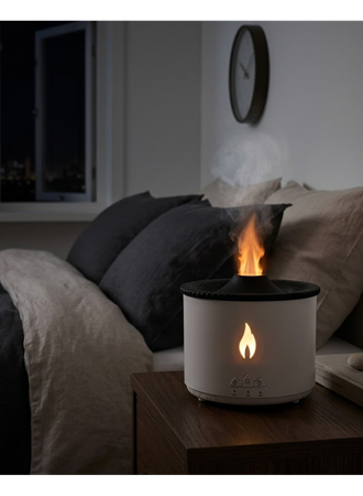 Alev ve Volkan Efektli Ultrasonik Aroma Difüzörü LED Gece Lambalı Hava Nemlendirici