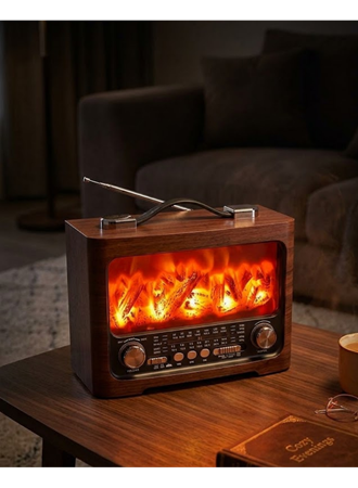 Dekoratif Şömine Görünümlü Bluetooth Hoparlör FM AM SW Radyo USB TF Kart Müzik Çalar