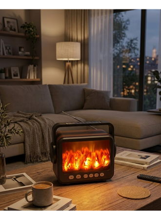 Şömine Efektli Bluetooth Hoparlör FM Radyo USB TF Kart Destekli Kablosuz Müzik Çalar