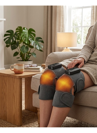 Isıtmalı Titreşimli Dizlik Masaj Cihazı Diz Omuz Dirsek Uyumlu 2 Adet Set