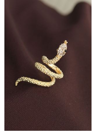 Ayarlanabilir Gold Renk Zirkon Taşlı Yılan Yüzük