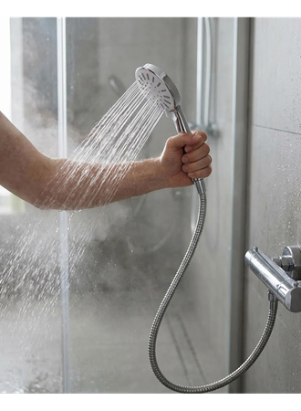 Spiral Hortumlu 4 Kademeli Krem El Duşu Başlığı Banyo Duş Seti