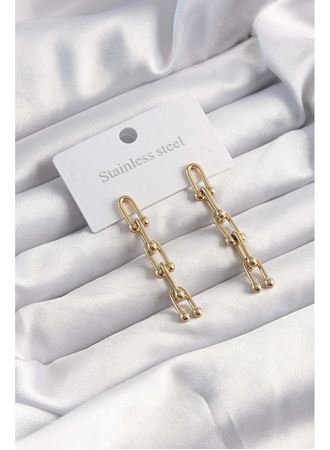 316L Çelik Altın Renk Sallantılı Model Küpe