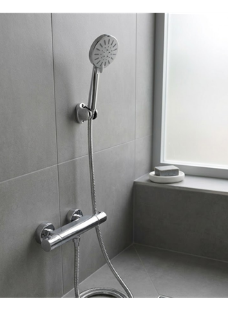 Krem Duş Başlığı Seti 4 Kademeli El Duşu Spiral Hortumlu Banyo Seti