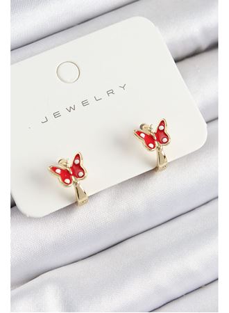 Pirinç Kelebek Model Gold Renk Çocuk Küpe