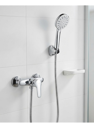 4 Fonksiyonlu Krem El Duşu Seti Spiral Hortum ve Duş Askısı