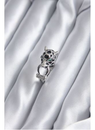 Gümüş Renk Kaplan Model Zirkon Taş Detay VİP Kadın Yüzük