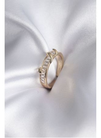 Pirinç Gold Renk Su Yolu Zirkon Taşlı Model Kadın Yüzük