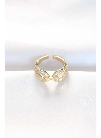 Zirkon Taşlı Gold Renk Ayarlanabilir Yüzük