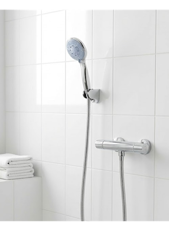 4 Kademeli Mavi Duş Seti El Duşu Başlığı Spiral Hortum ve Duvar Askısı