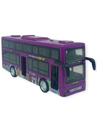 Sesli Işıklı Çift Katlı Otobüs 20 cm - Mor
