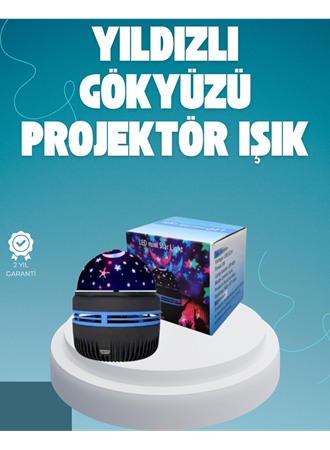 Döner Galaxy Projektör Gece Lambası – Ay ve Yıldız Işıklı Atmosfer Lamba, USB Bağlantılı