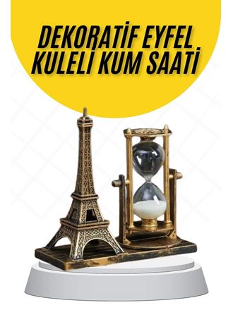 Dekoratif Eyfel Kulesi ve Kum Saati Vintage Tarzı Masa Süsü Biblo