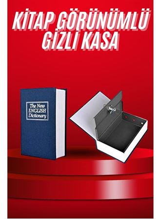 Kitap Görünümlü Gizli Kasa Büyük Boy Anahtarlı Kilitli Para Kasası