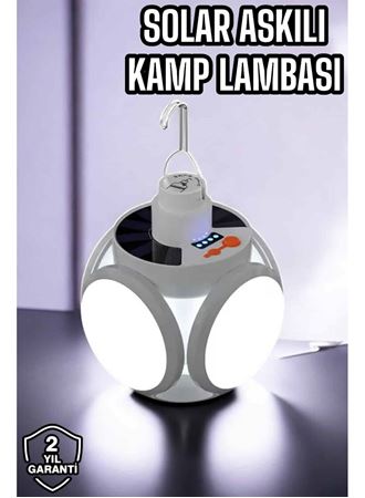 Güneş Enerjili Solar Aydınlatma Kamp Çadır Lambası Şarjlı Ampül Led Şarjlı El Feneri Işıldak