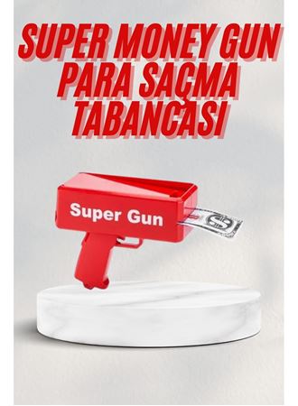 Kırmızı Parti Oyuncağı Para Saçma Fırlatma Tabancası Makinesi Super Money