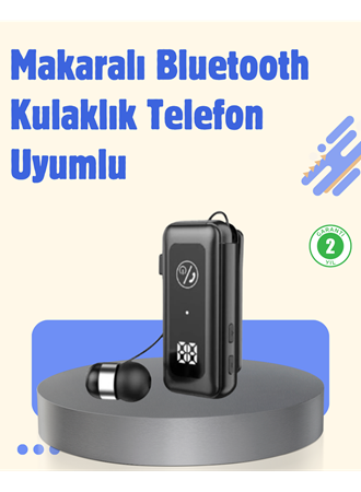 Bluetooth 5.2 Kablolu Makaralı Kulaklık | Dijital Ekran ve Titreşimli Bildirim
