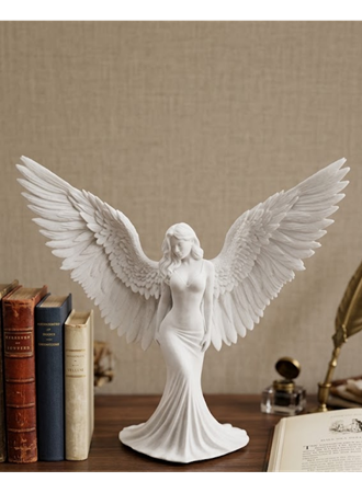 Kanatlı Melek Figürü 3D Baskı Dekoratif Heykel Biblo Ev Ofis Aksesuarı