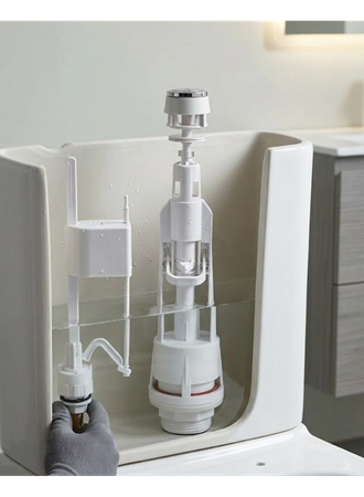 Basmalı Vitrifiye Rezervuar İç Takımı Ayarlanabilir Sessiz Dolumlu Klozet Rezervuar Mekanizması