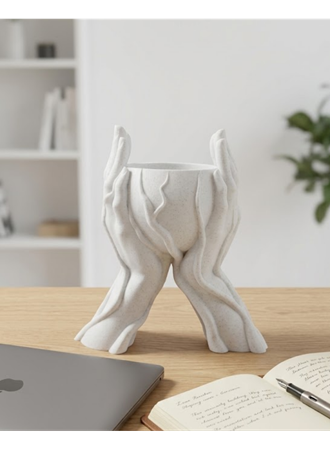 Estetik El Figürlü Dekoratif 3D Baskı Vazo Saksı Ev Dekorasyonu