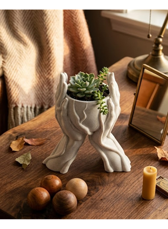 Minimalist El Tasarımlı Dekoratif 3D Saksı Vazo Modern Masa Dekoru