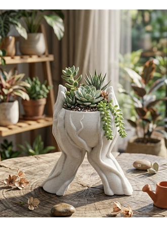 Sanatsal El Figürlü 3D Baskı Dekoratif Saksı Vazo Ev Ofis Dekoru