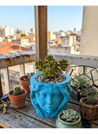 Minimalist Kadın Yüzü Heykel Tasarımlı 3D Dekoratif Saksı Vazo