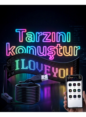 16x96 LED Yazı Paneli 60 cm Esnek RGB Işıklı Programlanabilir Ekran